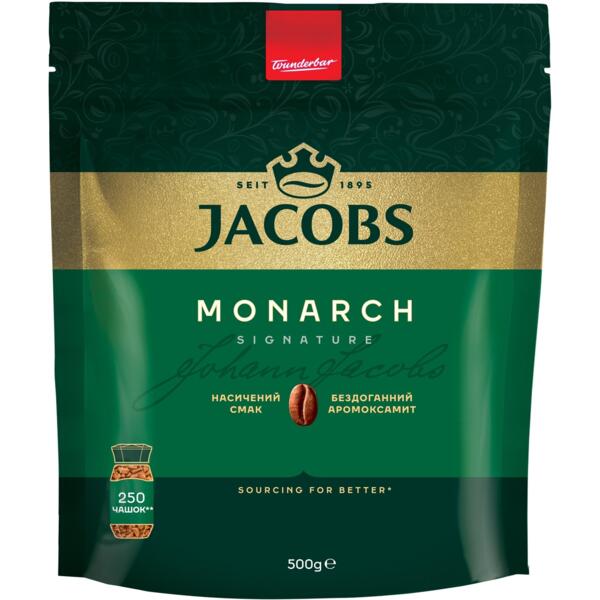 Кофе Jacobs  растворимый Monarch, 500гр, купаж арабика/робуста