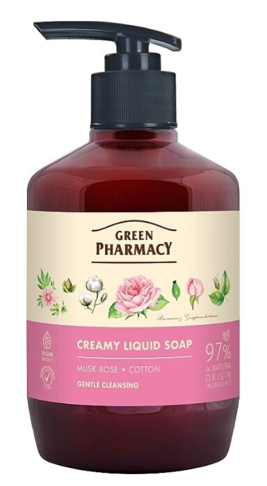Жидкое мыло Green Pharmacy Мускатная роза и хлопок 460 мл фото1