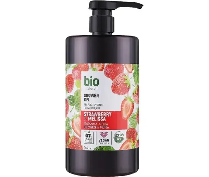 Гель для душа Bio Naturell Клубника и мелисса с помпой 946 мл фото1