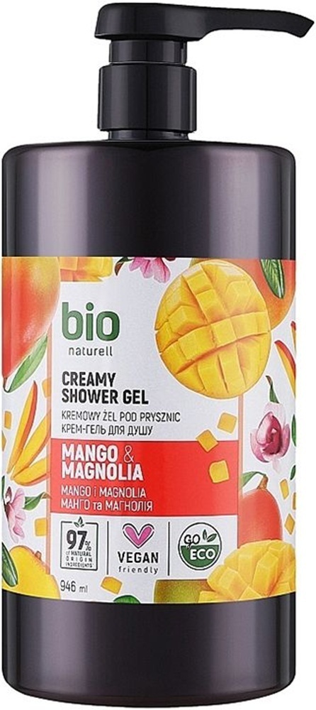 Крем-гель для душа Bio Naturell Манго и магнолия с помпой 946 мл фото1
