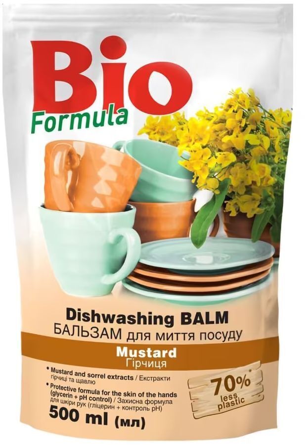 Бальзам для мытья посуды Bio Formula Горчица дой-пак 500 мл фото1