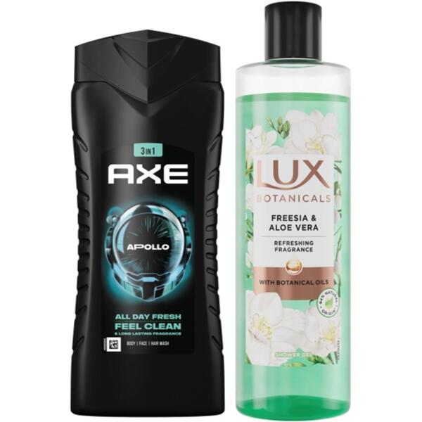 

Набор Axe Аполло 400 мл + Lux Фрезия и алоэ вера 480 мл