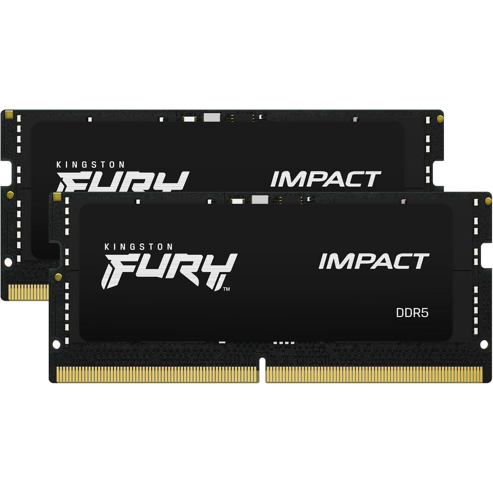 Пам'ять ноутбука Kingston DDR5 32GB KIT (16GBx2) 5600 FURY Impact PnP (KF556S40IBK2-32)фото1
