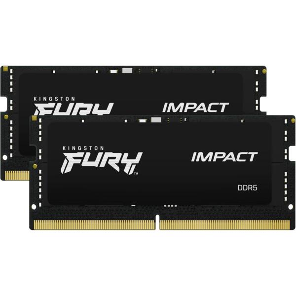 

Память ноутбука Kingston DDR5 32GB KIT (16GBx2) 5600 FURY Impact PnP (KF556S40IBK2-32)