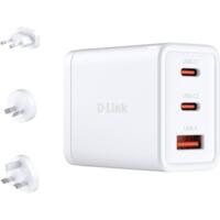 Сетевое зарядное устройство D-Link 65Вт GAN 2хUSB-С, 1xUSB-A, White (DCP-651)