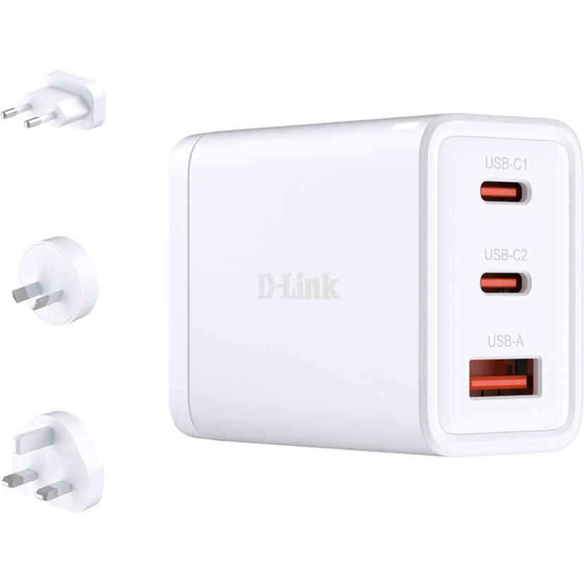 Сетевое зарядное устройство D-Link 65Вт GAN 2хUSB-С, 1xUSB-A, White (DCP-651) фото 1