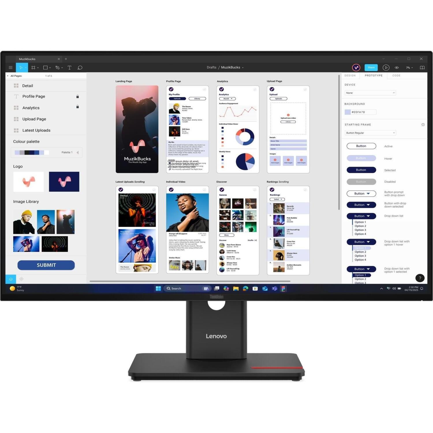 Монітор 31.5" LENOVO ThinkVision T32ud-40 (64B0GAT1UA)фото