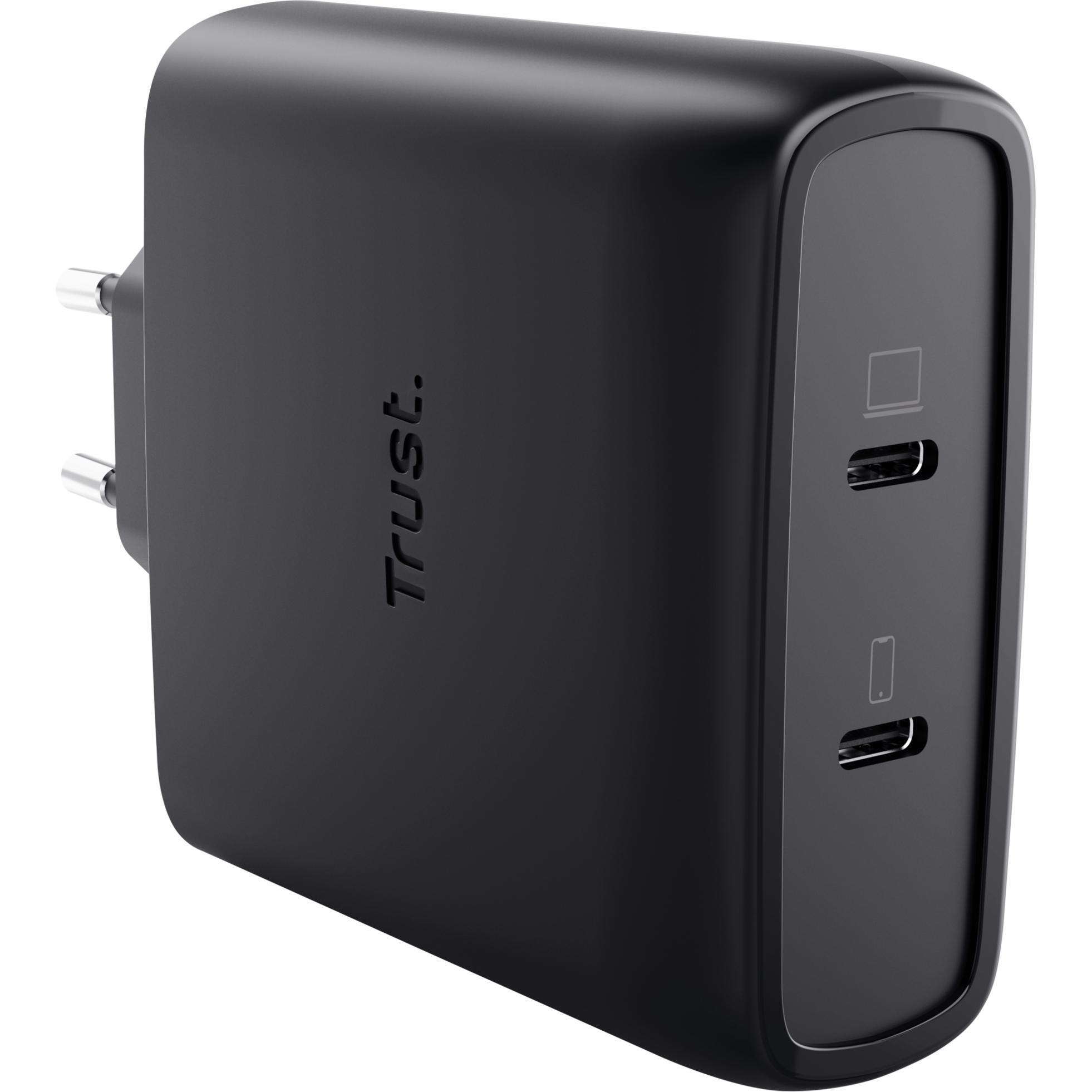 Мережевий зарядний пристрій Trust Maxo 100W GaN 2xUSB-C PD/PPS Black (25527_TRUST)фото1