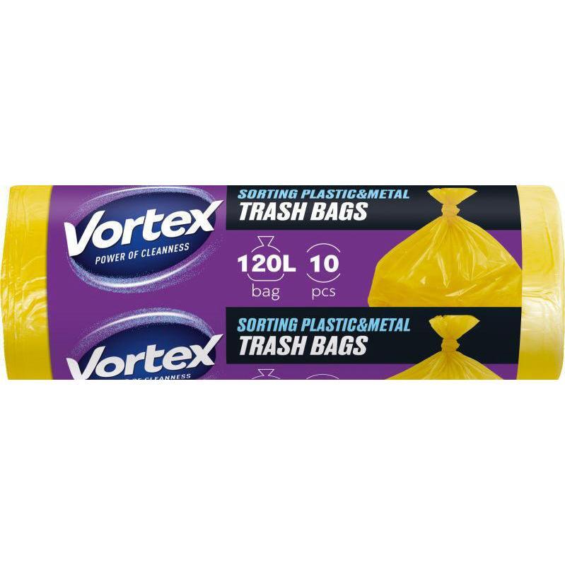 Пакети для сміття Vortex 70х110 LD 120 л 10 штфото