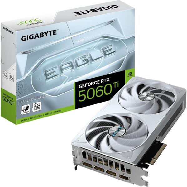 

Видеокарта GIGABYTE GeForce RTX 5060 Ti 8GB GDDR7 EAGLE OC ICE (GV-N506TEAGLEOC_ICE-8GD)