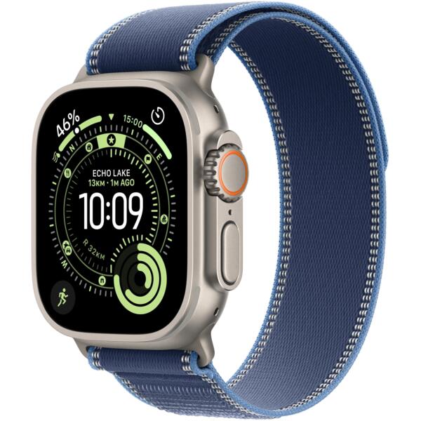 

Смарт-часы Apple Watch Ultra 3 GPS + Cellular 49mm Natural Titanium Case with Blue/Bright Blue Trail Loop - M/L