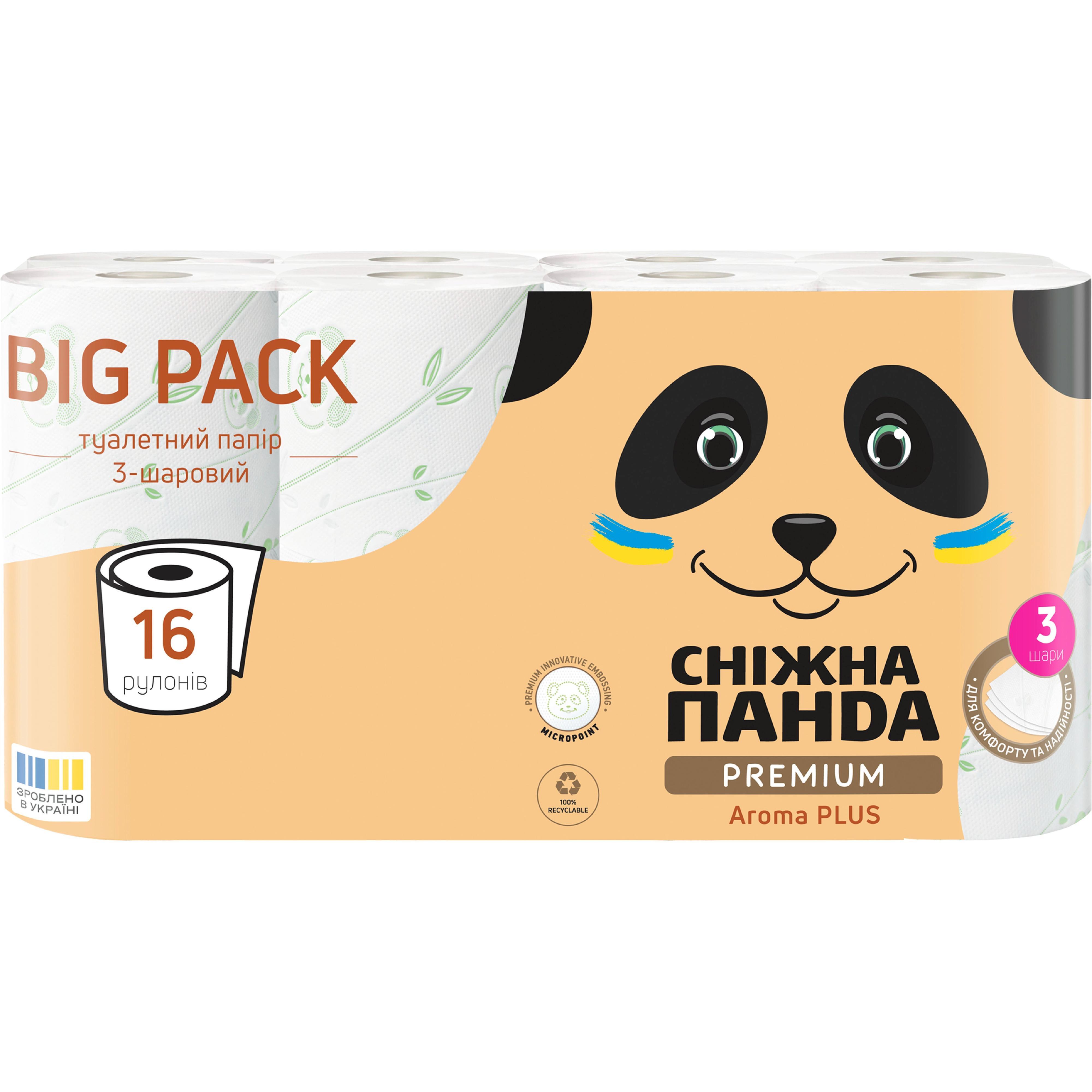 Туалетная бумага Снежная Панда Premium Aroma Plus 3-слойная 16 шт фото 1