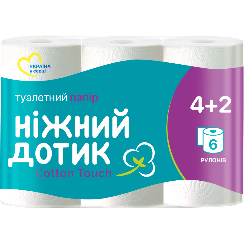 Туалетний папір Ніжний Дотик 2-шаровий 4+2 6 шт фото1