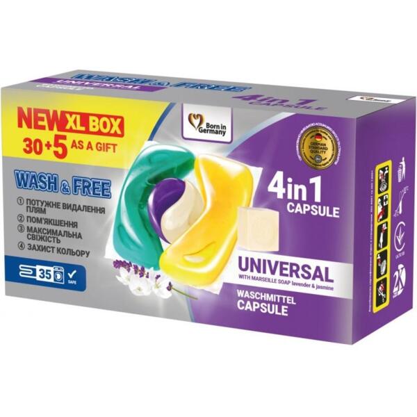 

Капсулы для стирки Wash&Free Universal Жасмин и Лаванда 35 шт