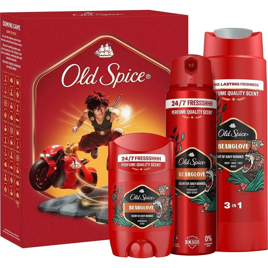 Набір Old Spice Твердий дезодорант 50 мл + Аерозольний дезодорант 150 мл + Гель для душу 2 в 1 Bearglove 250 млфото1