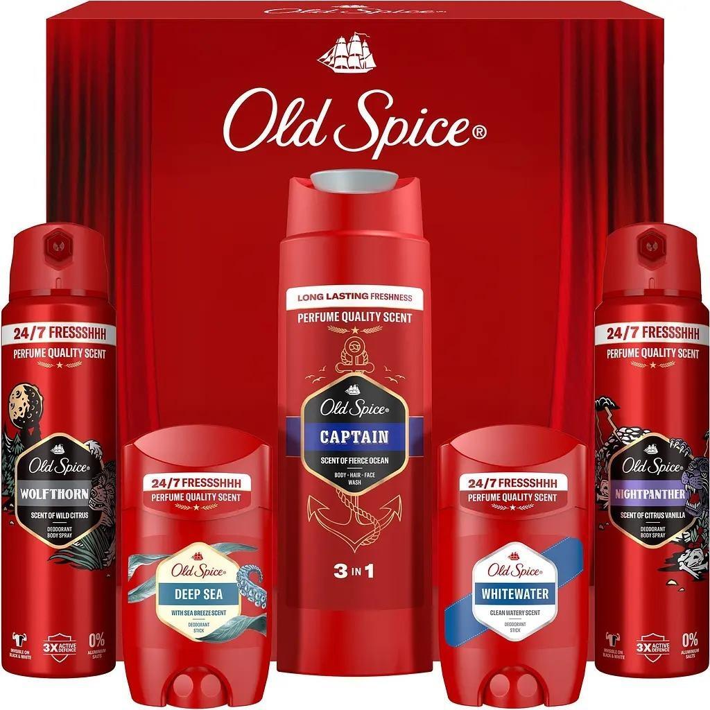 Набір Old Spice Гель для душу Captain 250мл + Дезодоранти Wolfthorn, Nightpanther 150мл + Whitewater, Deep Sea 50млфото1