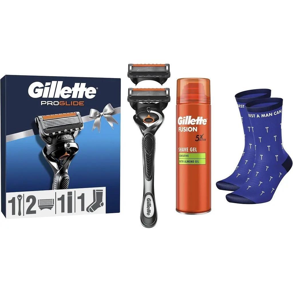 Набір Gillette Fusion 5 Proglide Бритва з 2 змінними касетами + Гель для гоління Для чутливої шкіри 200 млфото1