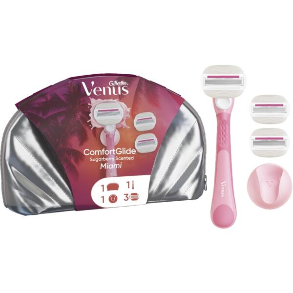 

Набор Gillette Venus ComfortGlide с ароматом сладких ягод Майами Бритва с 3 сменными кассетами + Крючок для бритвы