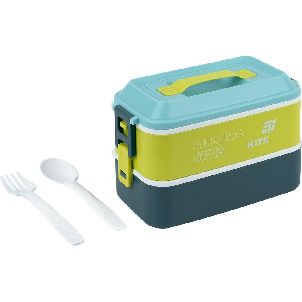 Ланчбокс подвійний з наповненням Kite K25-1184-2, 2000 мл, синій (K25-1184-2)