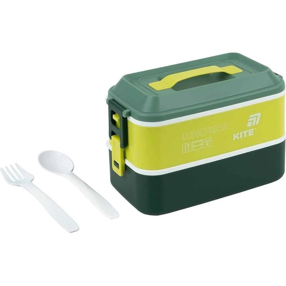 Ланчбокс подвійний з наповненням Kite K25-1184-3, 2000 мл, зелений (K25-1184-3)