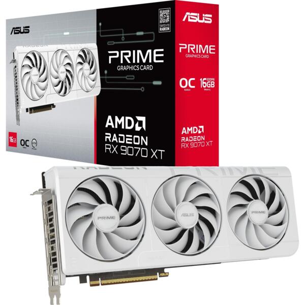 Видеокарта ASUS Radeon RX 9070 XT 16GB GDDR6 PRIME OC WHITE (90YV0L75-M0NA00)