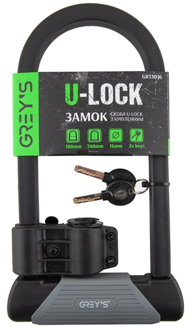 Велозамок Grey's (16x180x340мм) GR33016фото1