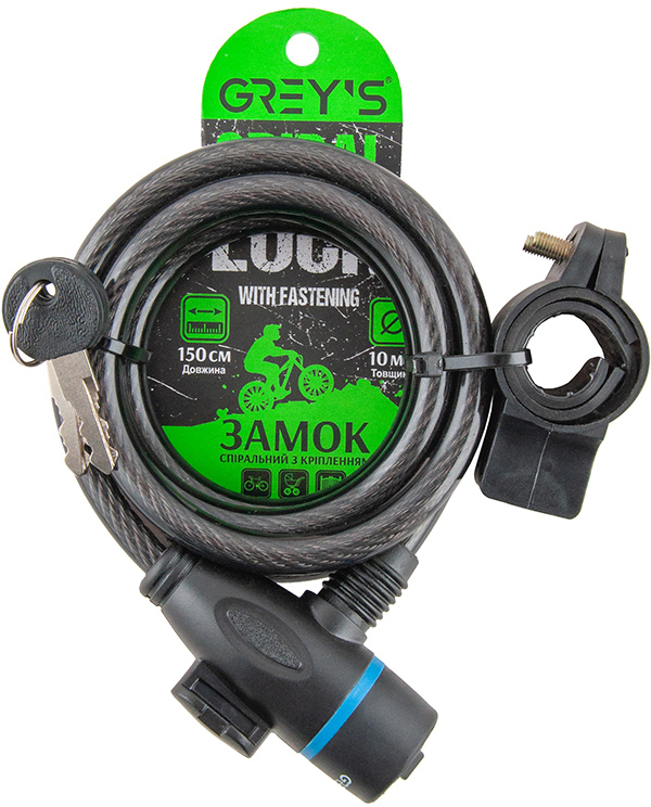 Велозамок Grey's (10x1500мм) GR51015фото1