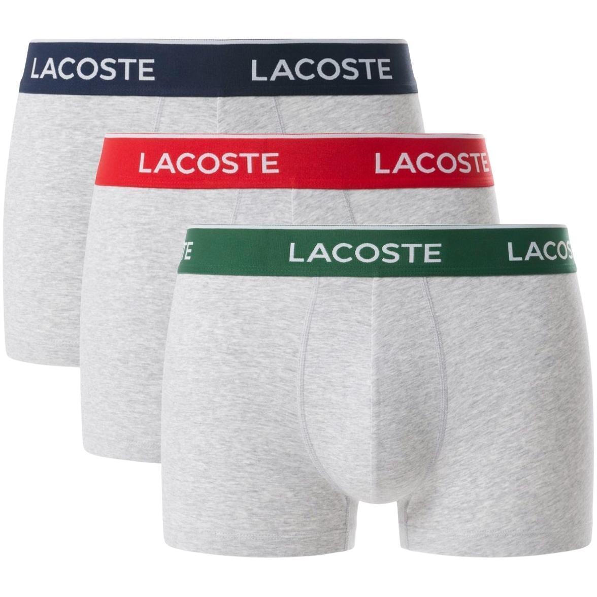 Набор трусов мужских Lacoste Underwear 5H1297-EII 3 шт M серебристый меланж/красный/зеленый