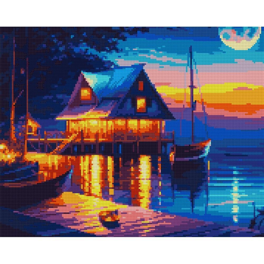 Алмазна мозаїка Santi Річковий захід сонця, 40*50см на підрамнику (954717)фото1