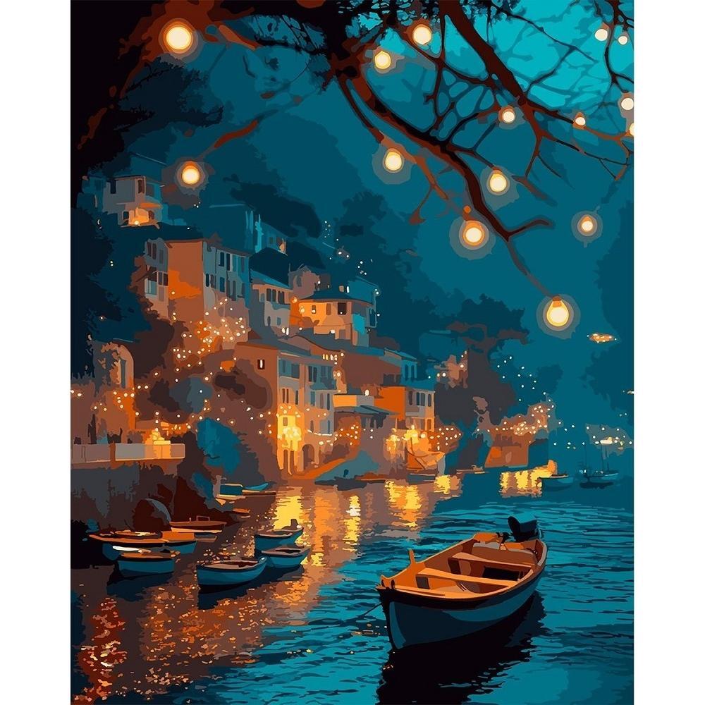 Картина по номерам Santi Вечерняя гавань, 40*50см, LED подсветка (955086) фото 1
