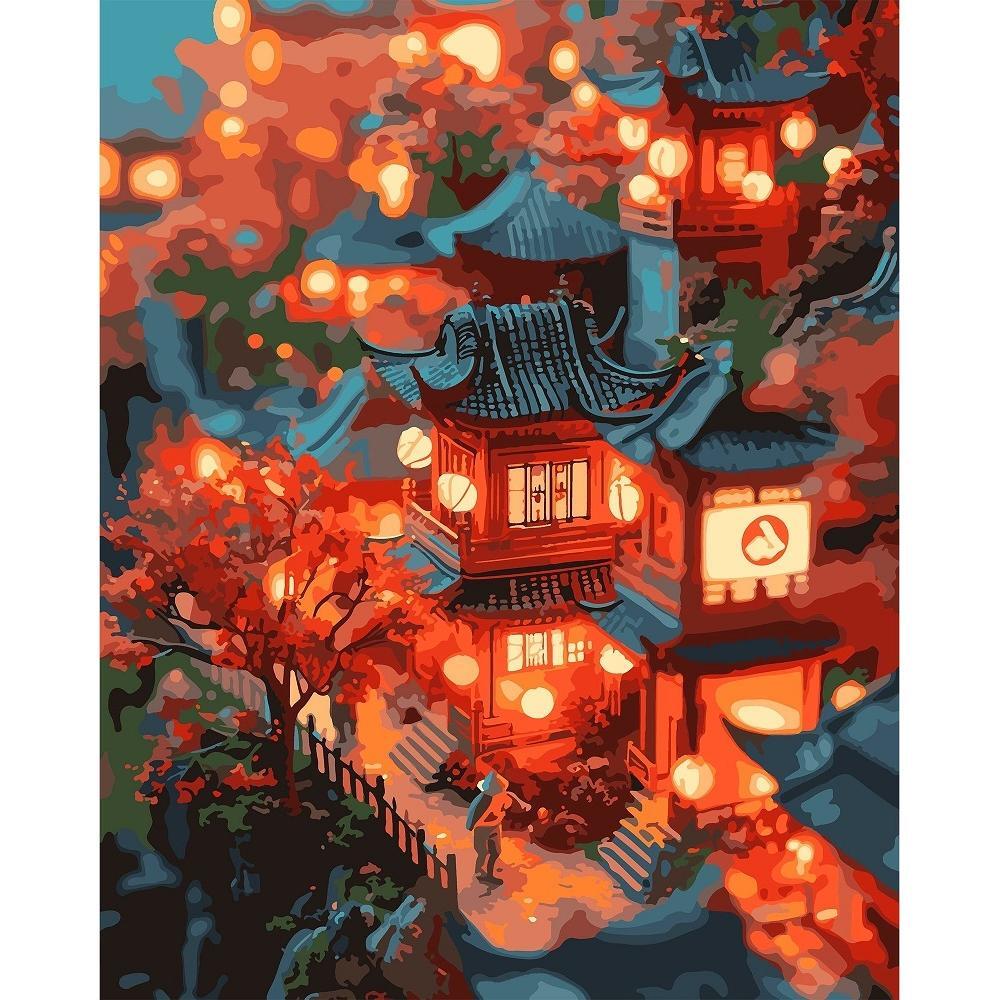 Картина за номерами Santi Вогні Токіо, 40*50см, LED підсвітка (955082)фото1