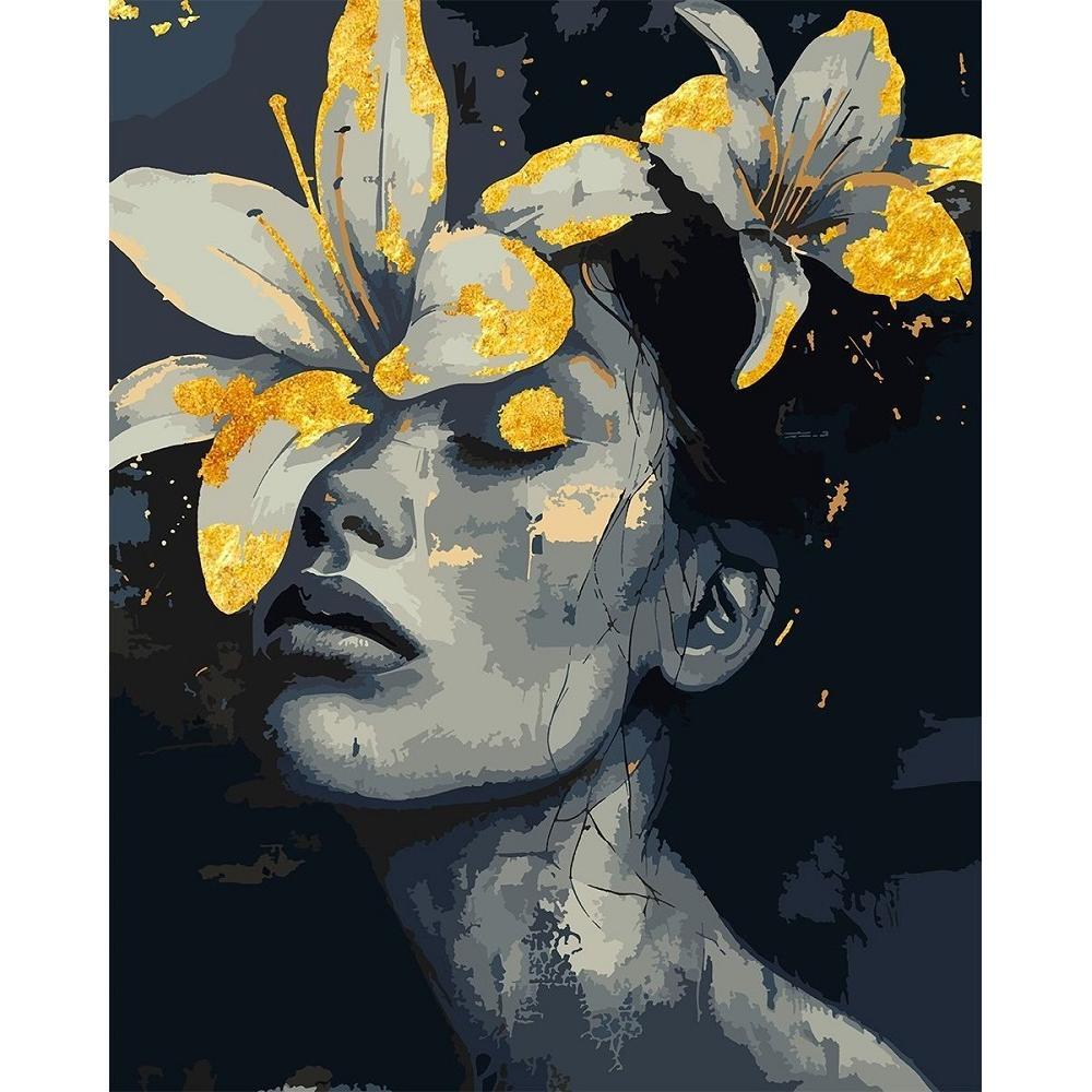 Картина за номерами Santi Дівчина з ліліями, 40*50см, поталь (955290)фото1