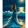 Картина по номерам Santi Девушка и волны ночи, 40*50см, LED подсветка (955105)