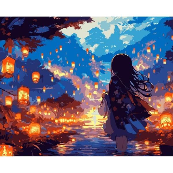 

Картина по номерам Santi Девушка на празднике фонарей, 40*50см, LED подсветка (955109)