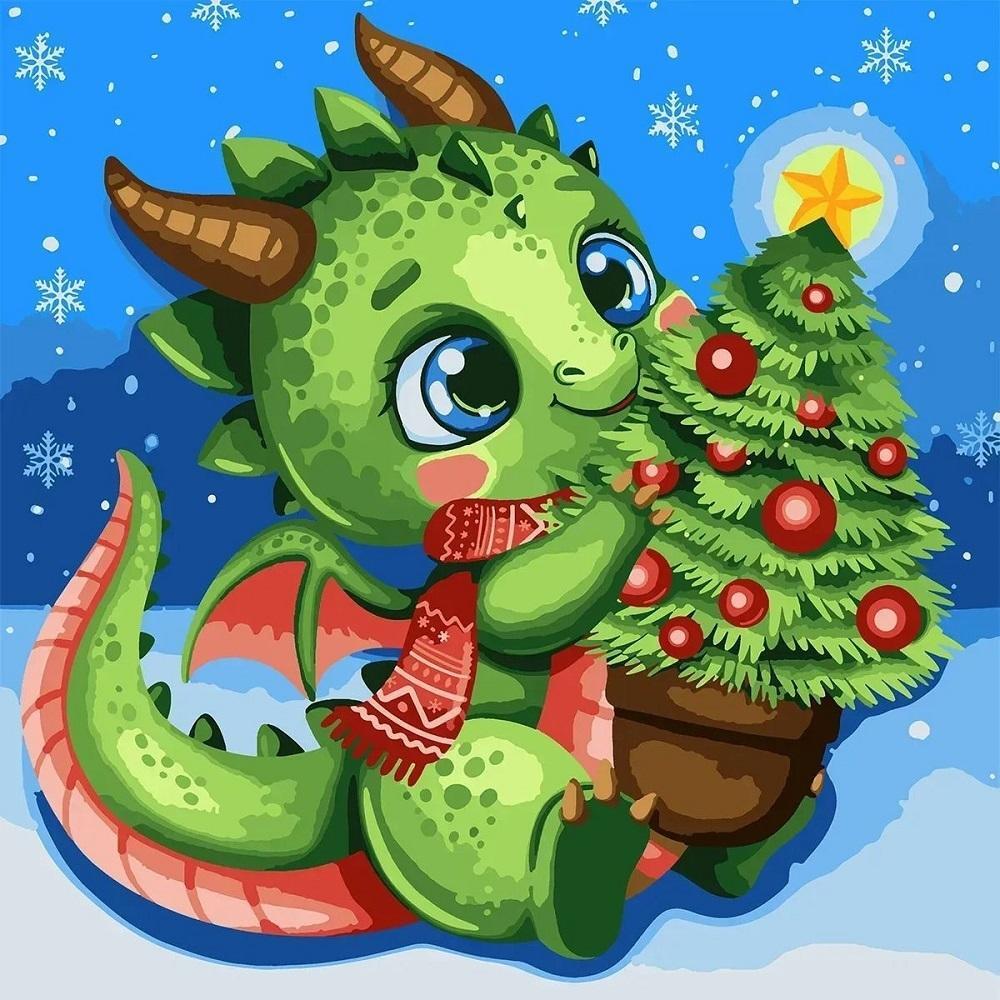 Картина по номерам Santi Дракон и елочка 40*40 см (954758) фото 1