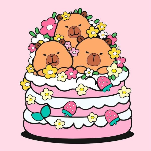 

Картина по номерам Santi Капибары и пироженое, 25*25см (955478)