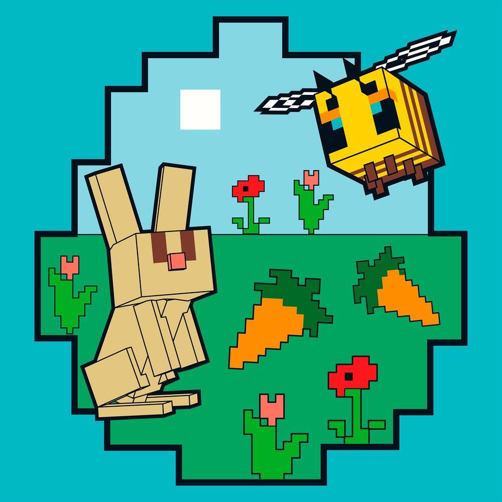 Картина за номерами Santi Майнкрафт. Кролик та бджілка, 25*25см (955468)фото1