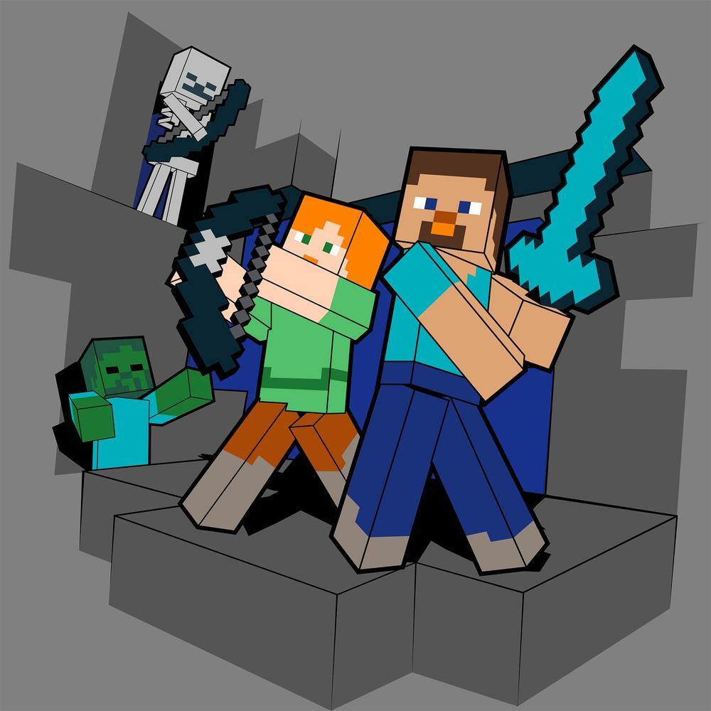 Картина по номерам Santi Майнкрафт. Стив и Алекс против монстров, 25*25см (955472) фото 1