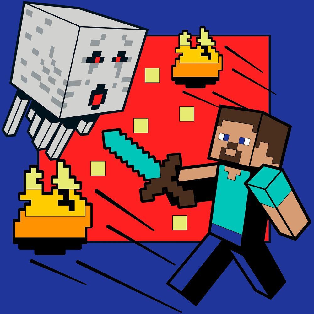 Картина по номерам Santi Майнкрафт. Стив и Гаст, 25*25см, LED подсветка (954393) фото 1