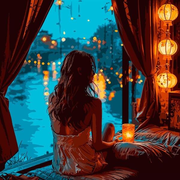 

Картина по номерам Santi Мечтательная девушка, 40*40см, LED подсветка (955102)