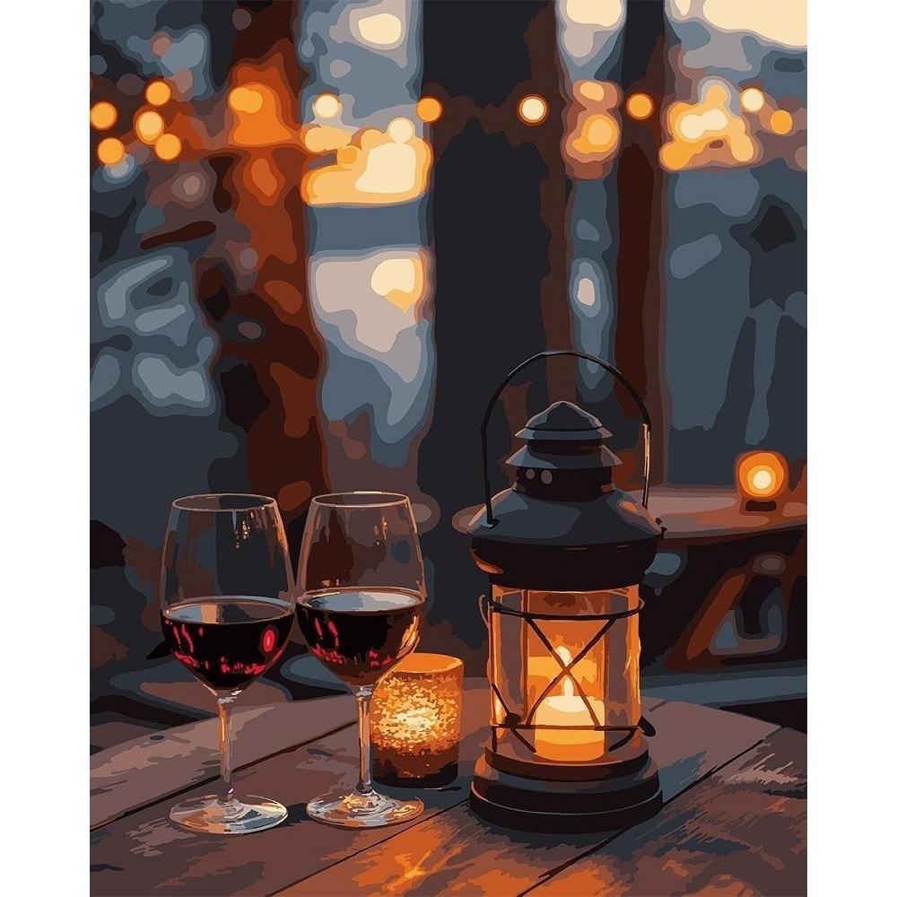 Картина по номерам Santi Романтика при свете фонаря, 40*50см, LED подсветка (955090) фото 1