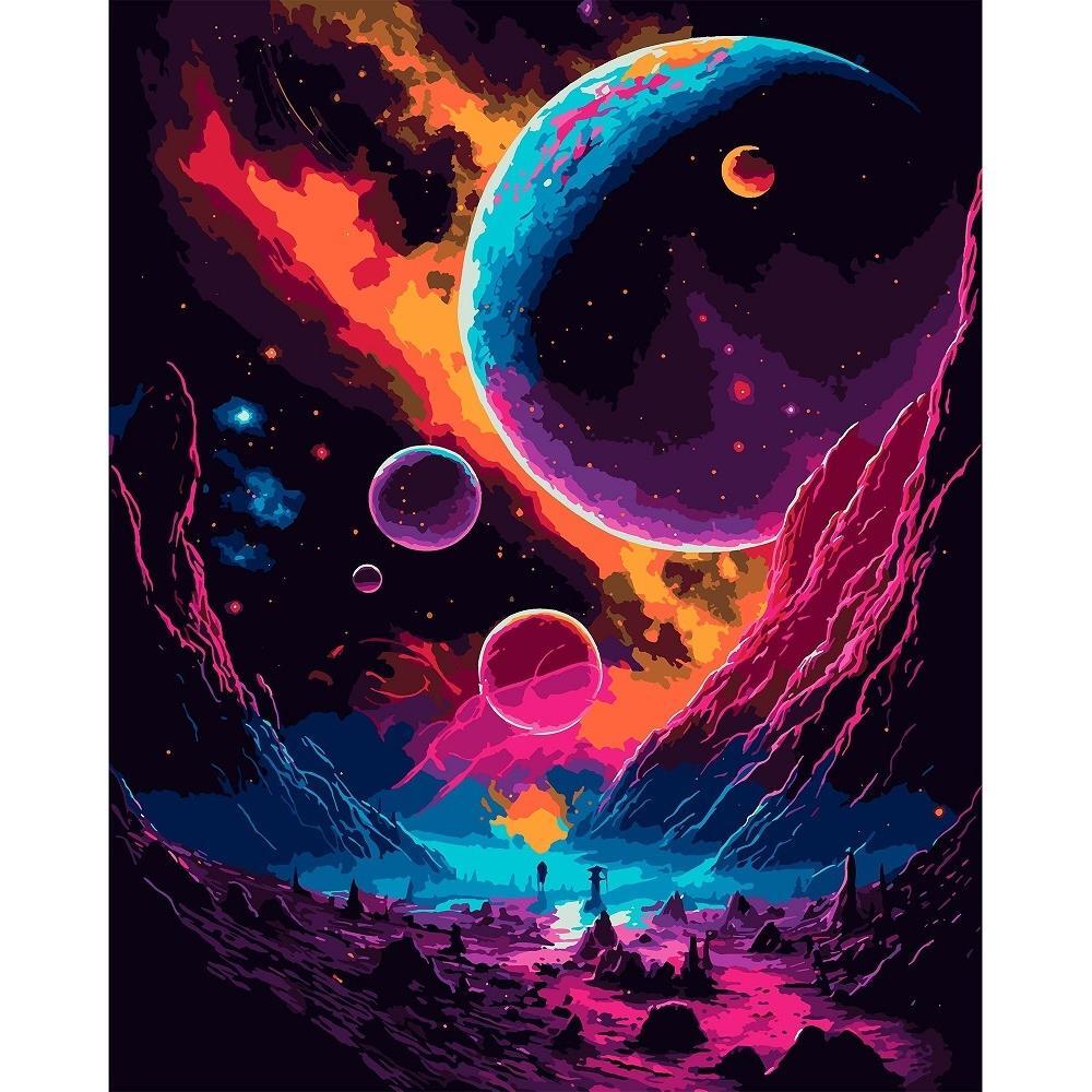 Картина по номерам Santi Фантазийный космос, 40*50см, LED подсветка (955046) фото 1