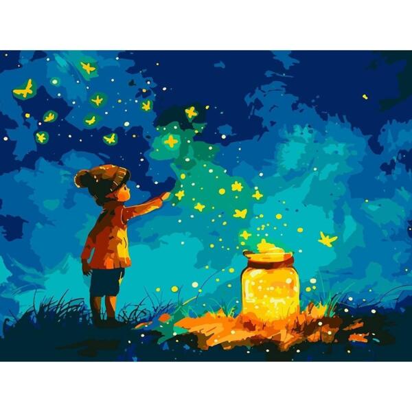 

Картина по номерам Santi Мальчик и светлячки, 40*50см, LED подсветка (955096)
