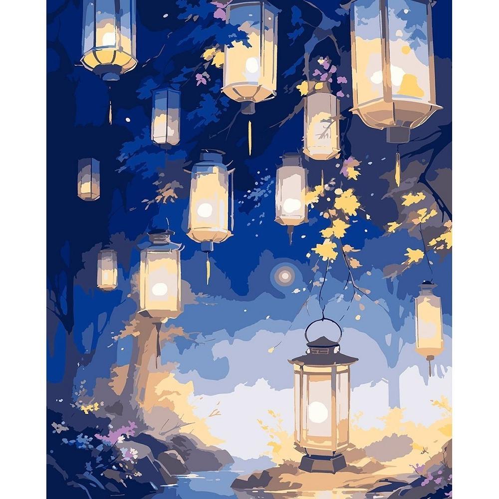 Картина по номерам Santi Волшебный лес с фонариками, 40*50см, LED подсветка (955108) фото 1