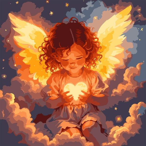 

Картина по номерам Santi Ангел любви, 40*40см, LED подсветка (955428)