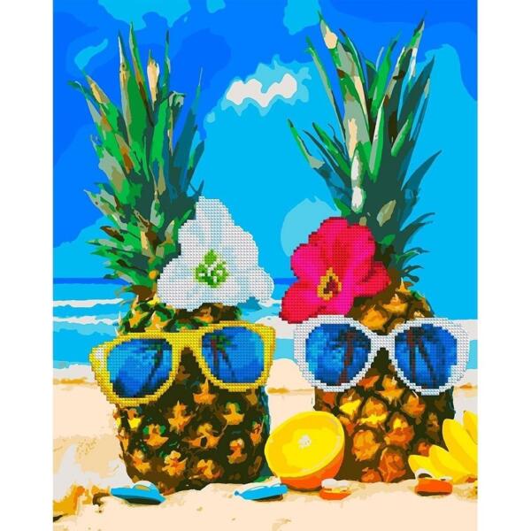 

Картина по номерам с алмазной мозаикой Santi Ананасовая экзотика,40*50 см. (954906)