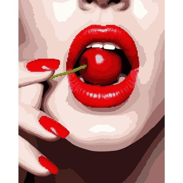 

Картина по номерам с алмазной мозаикой Santi Вишневые уста,40*50 см. (954881)