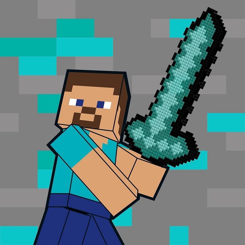 Картина по номерам с алмазной мозаикой Santi Майнкрафт. Стив и алмазный меч, 25*25 см (954929) фото 1