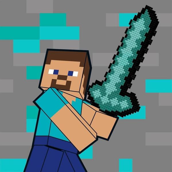 

Картина по номерам с алмазной мозаикой Santi Майнкрафт. Стив и алмазный меч, 25*25 см (954929)