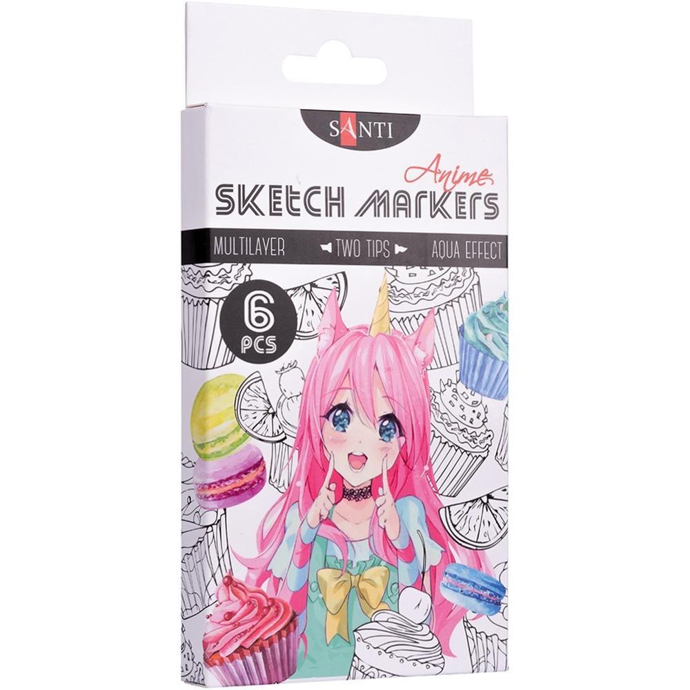 Набір маркерів Santi sketch Anime, 6 шт. / уп. (390550)фото1